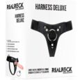 RealRock – Kunstlederen Voorbind Harnas met 2 Verschillende Ringen – Zwart